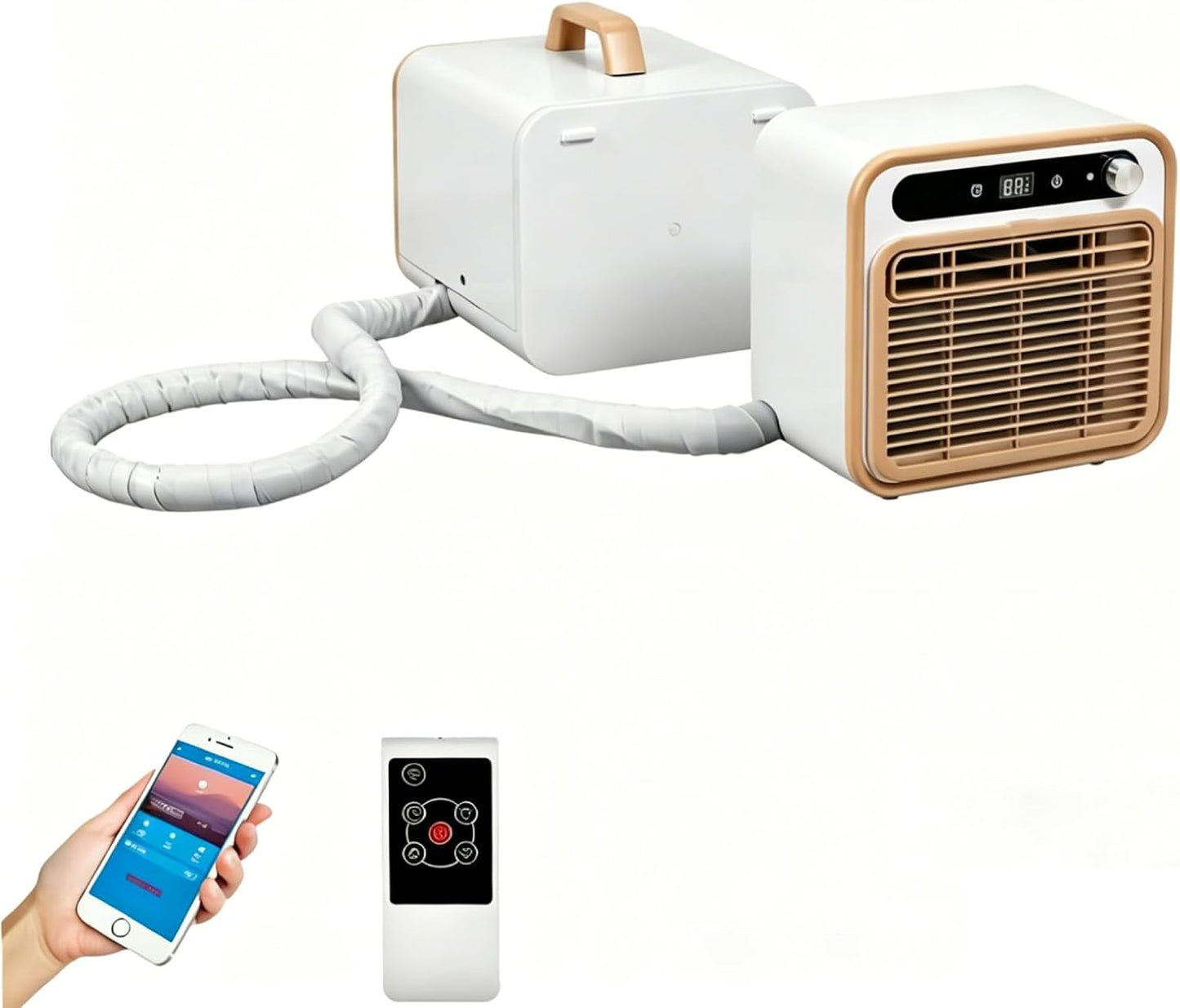 1500W Portable Split AC, Refroidisseur Pour RV Bedroom Camping, Unité De Contrôle Intelligente Compacte Avec Poignée à Distance, Fonctionnement Silencieux à Faible Bruit, Climatiseur écoénergétique Po