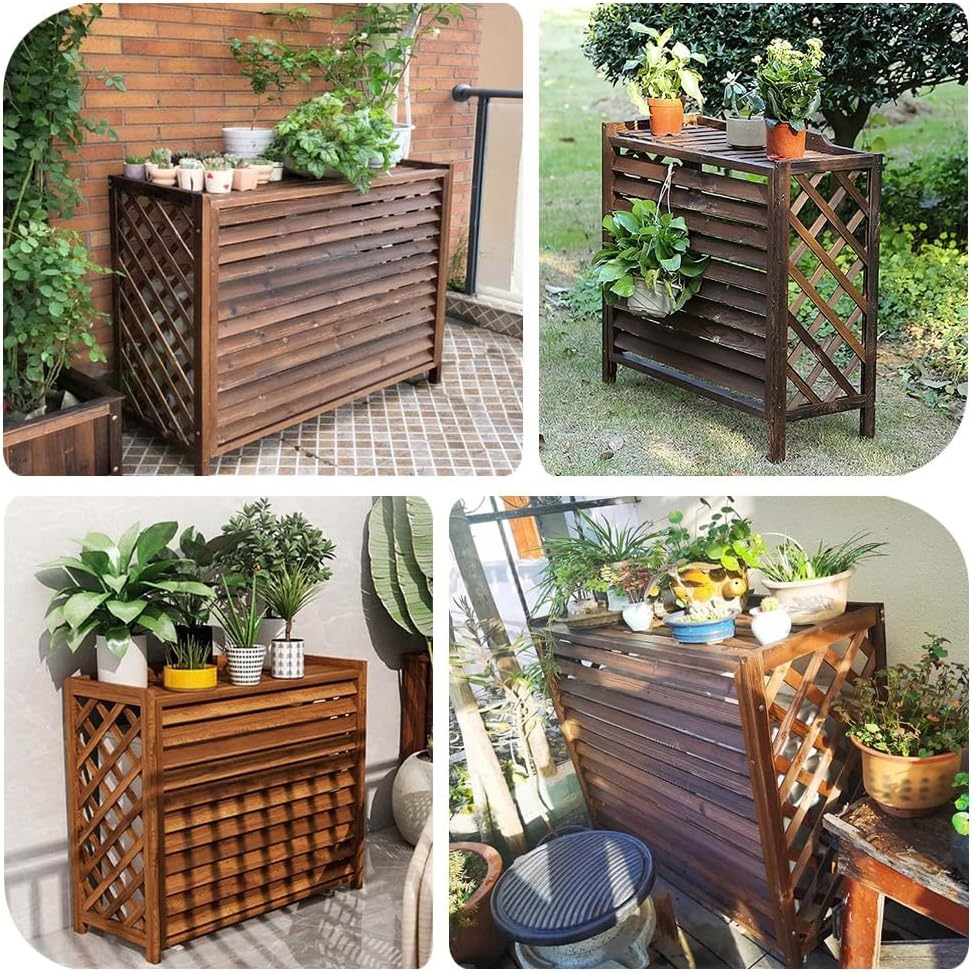 Couvercle En Bois Pour Climatiseur Extérieur - Pompe à Chaleur Et Unité De Climatisation - Support De Présentation Pour Plantes Et Fleurs - 81 X 30 X 72 Cm - Décoration D'intérieur élégante Et