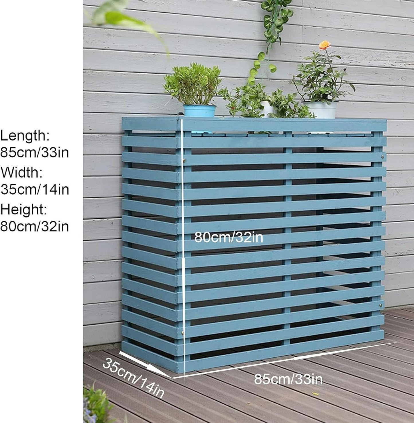 Housse De Protection Pour Climatiseur Extérieur - Design En Bois Pour Dissimuler Les Unités Extérieures - Clôture Résistante Aux Intempéries Pour Climatiseur, Idéale Pour Les Jardins Et Les Terrasses