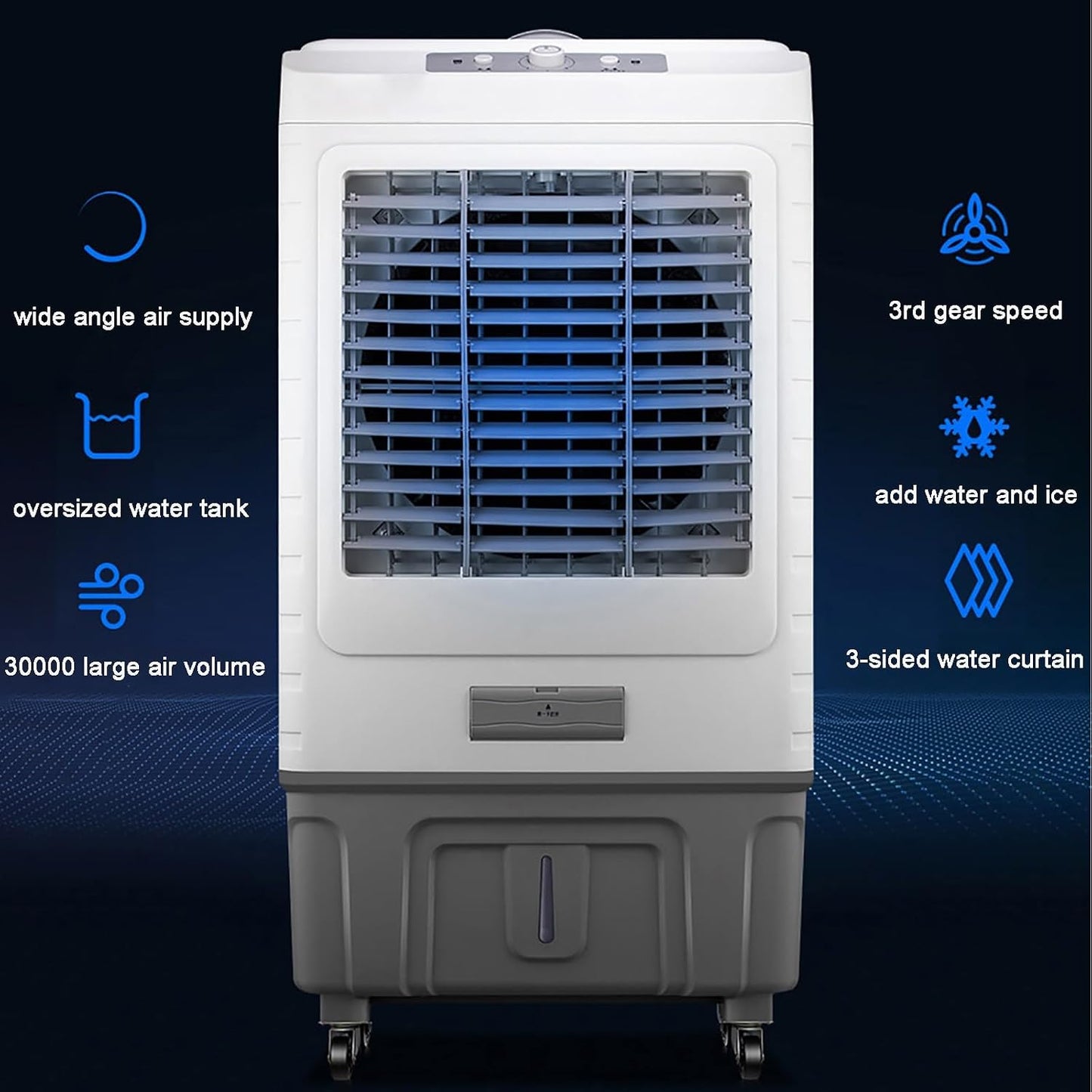 Refroidisseur D'air 3 En 1 Climatiseur Mobile Avec Réservoir D'eau De Grande Capacité De 80 L, Léger, Silencieux, 3 Vitesses De Vent Pour Une Utilisation Intérieure En Extérieur (Size : 80L)