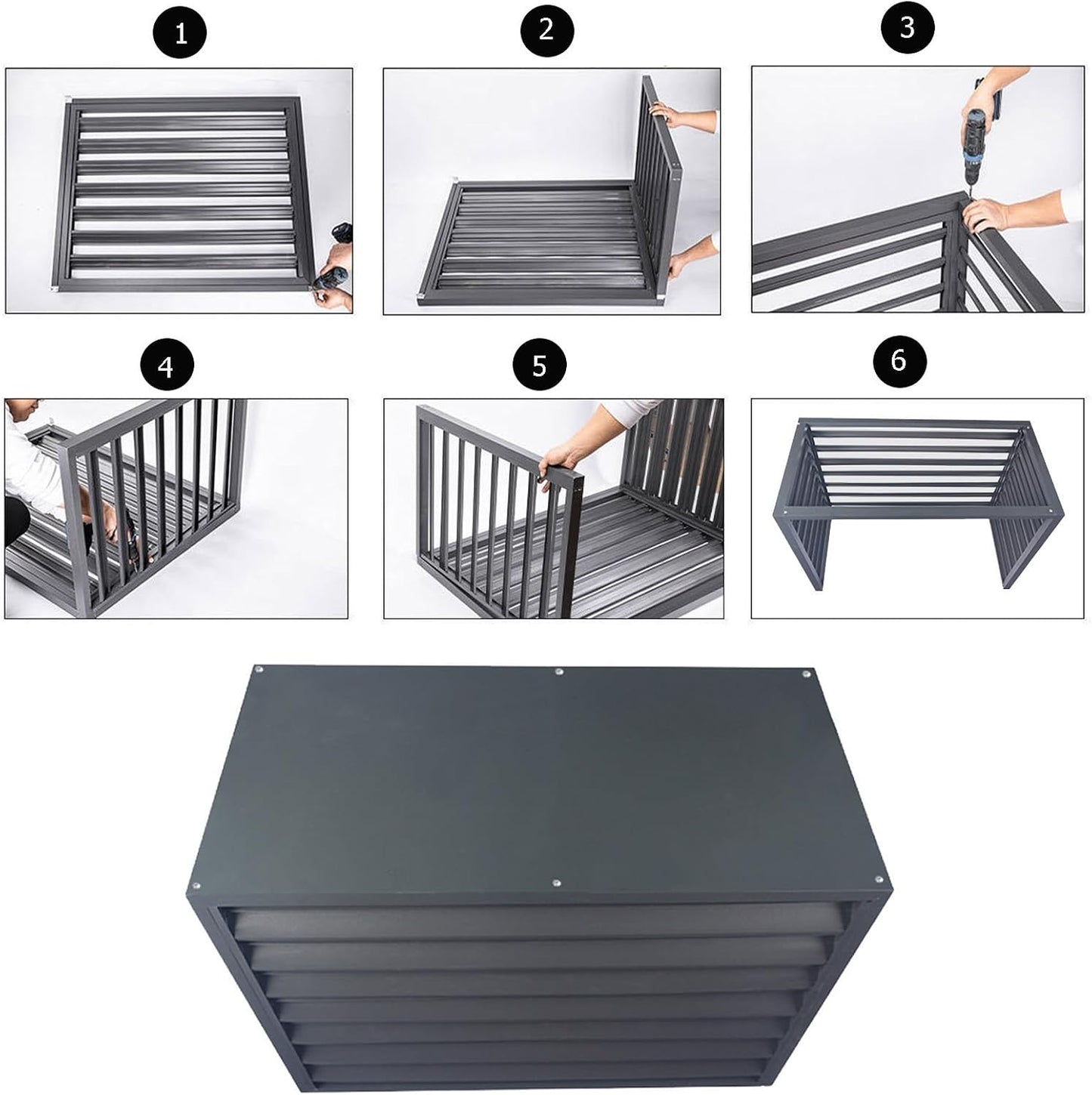 Housse De Climatiseur En Aluminium Et écran De Pompe à Chaleur – Clôture Décorative Extérieure Pour Condensateur Pour Unités De Climatisation Et Ordures – Idéal Pour Une Utilisation En Intérieur