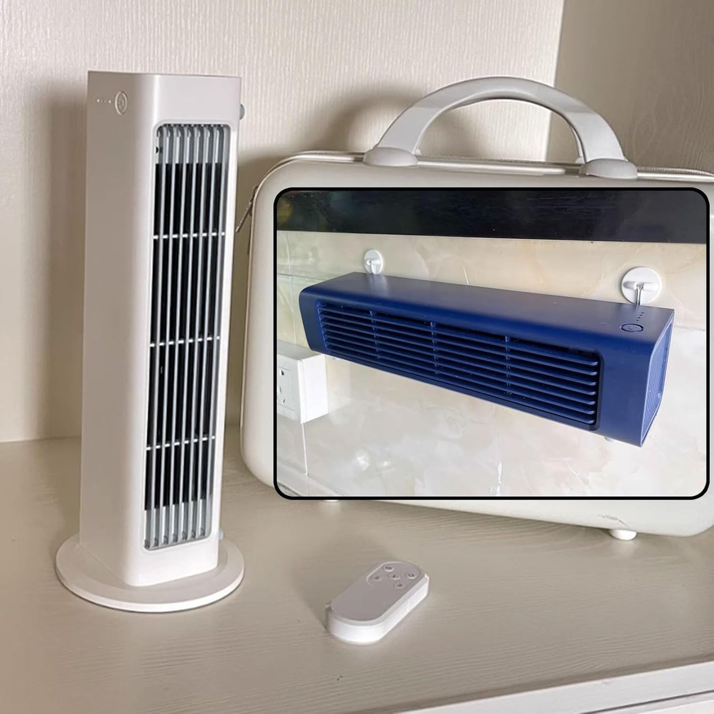 Ventilateur De Refroidissement Compact Avec Télécommande, 3 Vitesses, Conduit D'air Long Pour Chambre à Coucher, Bureau.Conception Sans Lame Silencieuse, Oscillation De 60 Degrés, Bureau Portable Ou S