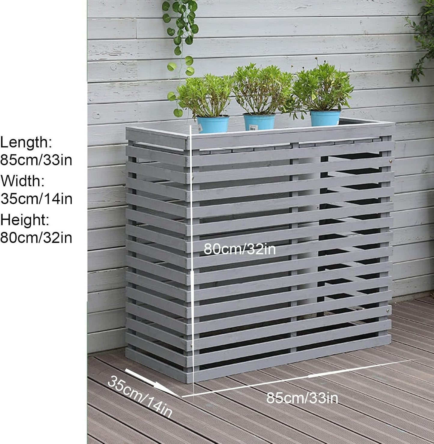 Housse De Protection Extérieure En Bois Pour Climatiseurs Et Pompes à Chaleur, Clôture élégante Pour Cacher Le Climatiseur Et Design Résistant Aux Intempéries