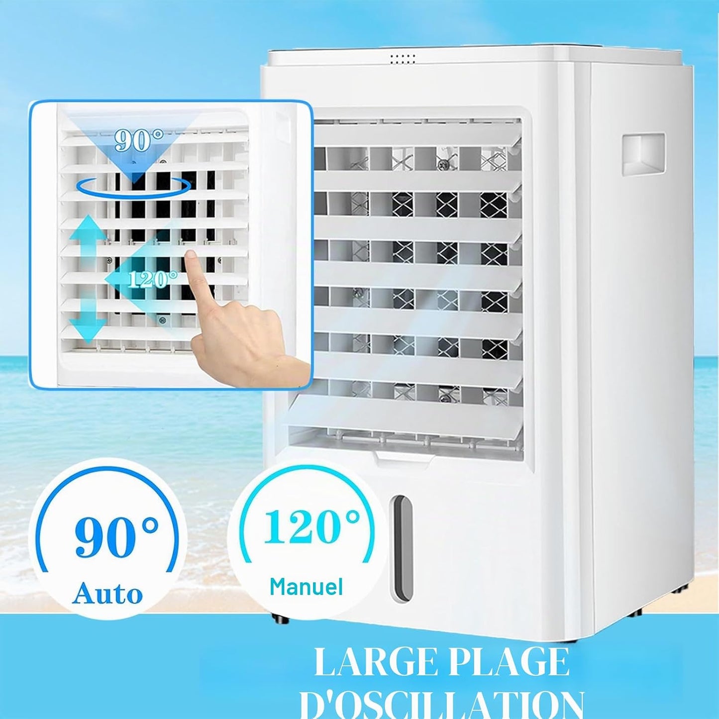 GENERIC Climatiseur Portable Avec Télécommande, Refroidissement Par évaporation, Ventilateur 4 En 1 Pour Véhicules Et Utilisation En Intérieur
