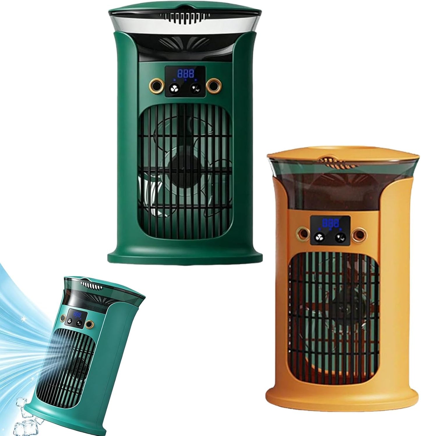 GENERIC Ventilateur De Refroidisseur D'air De Bureau 3-en-1, Ventilateur De Refroidissement De Climatiseur Portable Avec Humidificateur De Réservoir D'eau Et éclairage à Sept Couleurs (Blanc + Jaune)