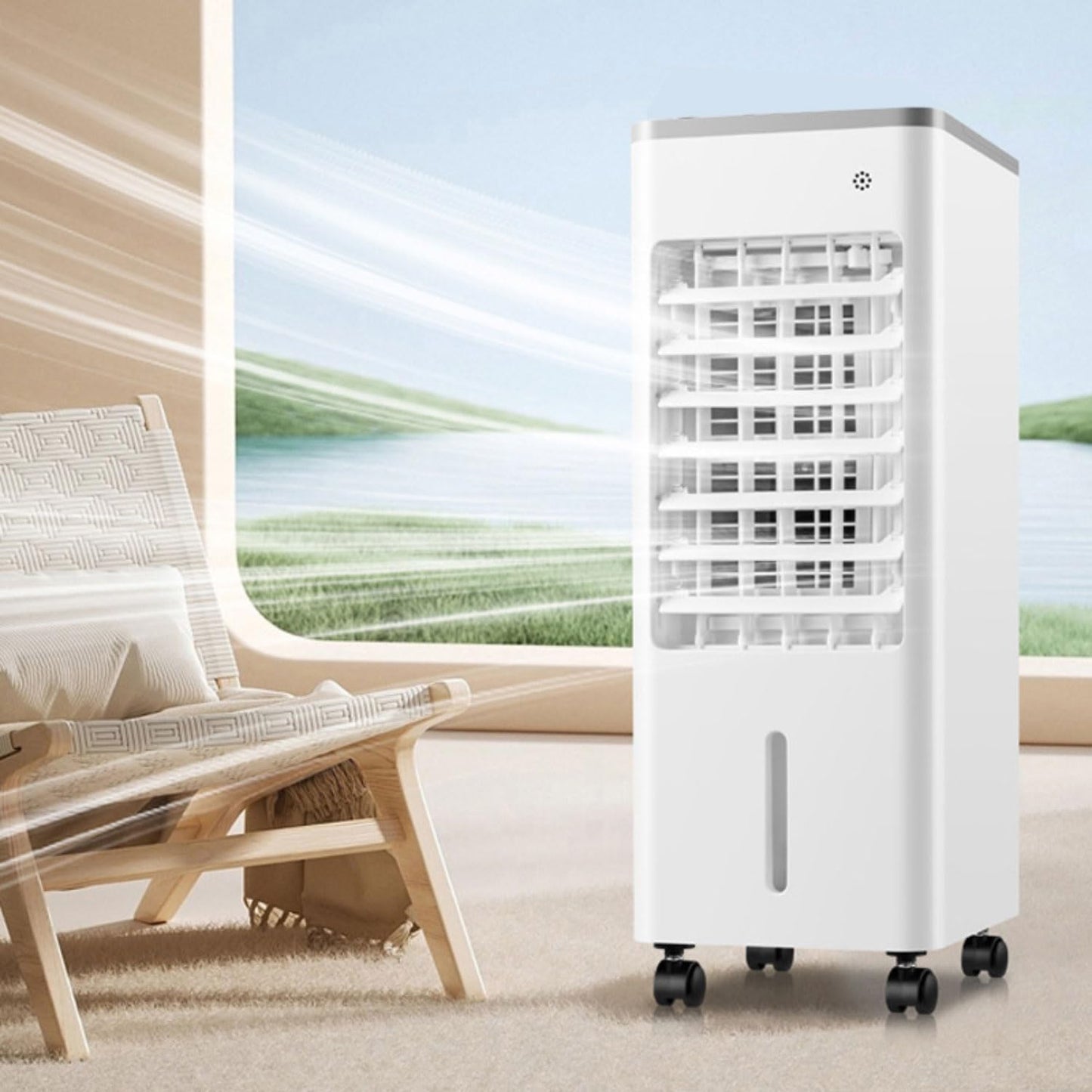 GENERIC Refroidisseur D'air évaporatif Portable Avec Affichage LED, Ventilateur De Pack De Glace De Réservoir De 9L, Humidificateur Silencieux De 3 Vitesses De Minuterie De 8H Pour La Chambre De Bureau à Domi
