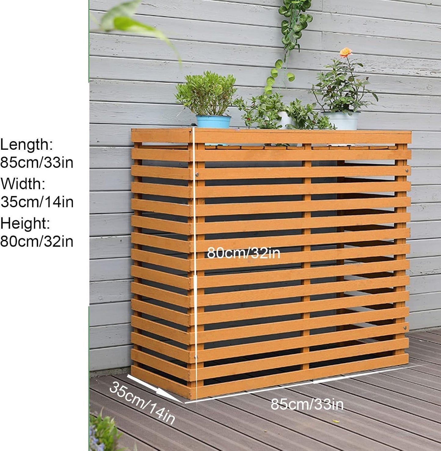 Housse De Protection En Bois Pour Climatiseur D'extérieur – Clôture De Protection Pour Pompe à Chaleur – Cachette élégante Pour Unités Extérieures – Protection De Climatiseur Résistante Aux