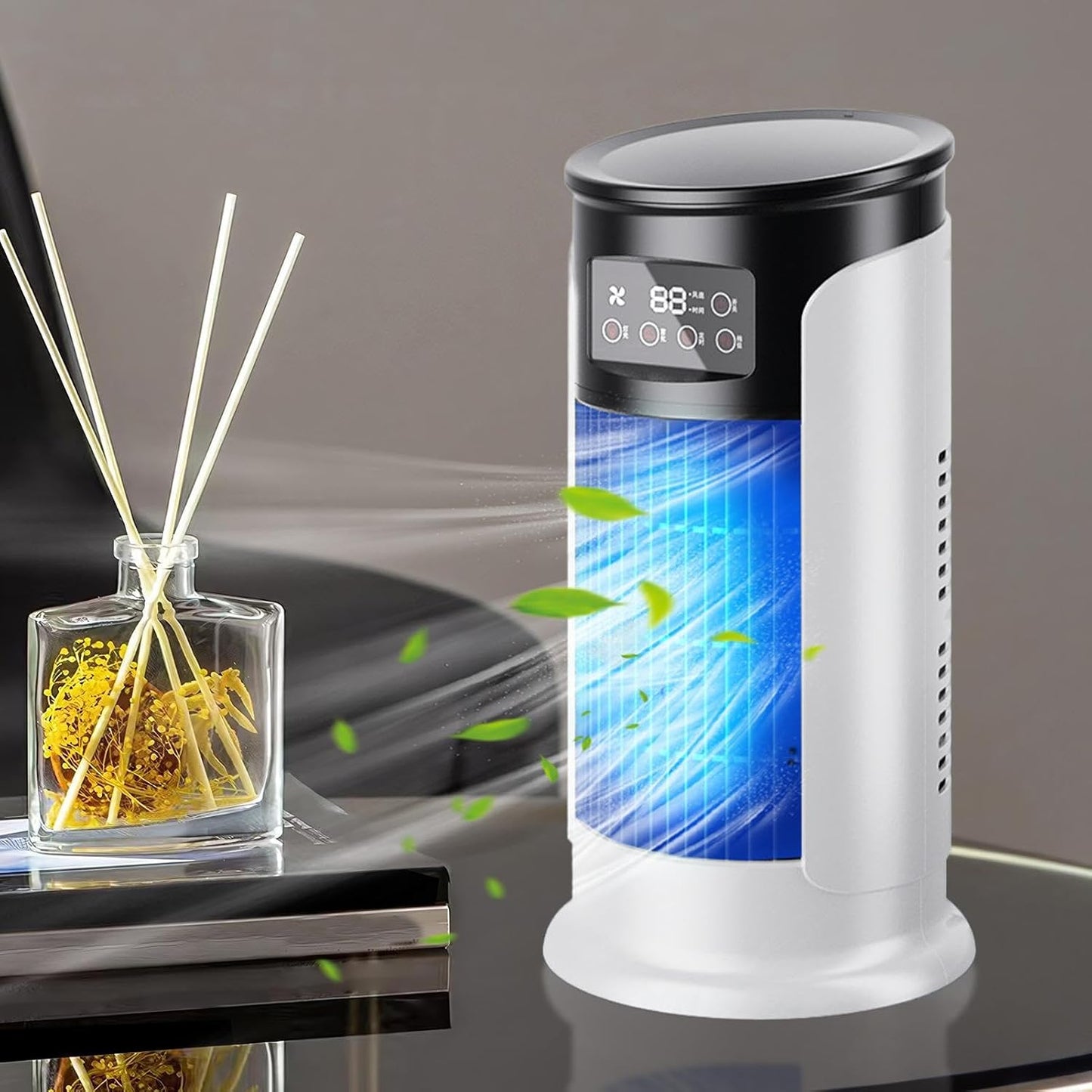 Ventilateur Climatiseur, Ventilateur Personnel Rafraîchisseur D'Air Évaporatif, Vitesses Réglables - Réservoir 300ml - Silencieux Pour Bureau, Domicile Et Voyage