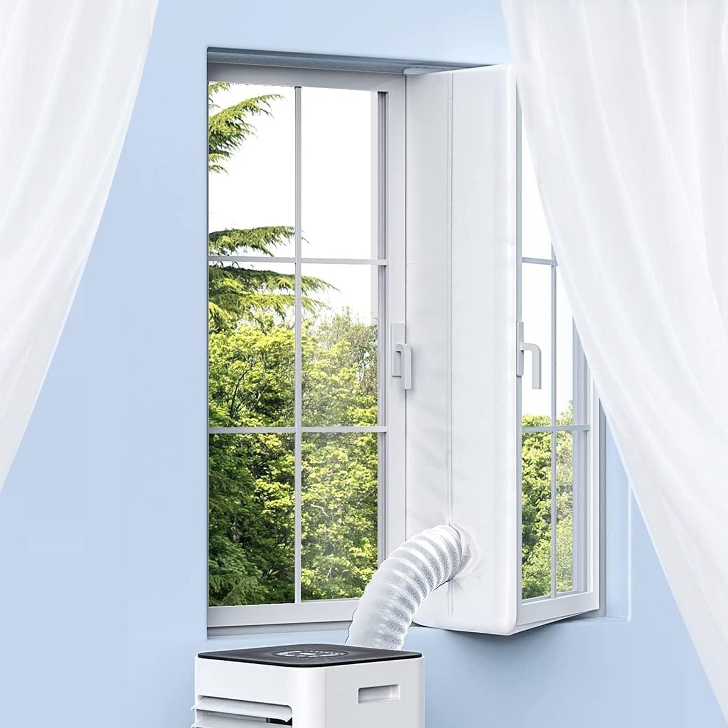 Joint De Fenêtre De Climatiseur, Joint De Fenêtre étanche Pour Climatiseurs Mobiles, Sèche-linge, Kit De Joint De Fenêtre AC Portable De 400 Cm Avec Fermeture éclair Et Fermeture Adhésive