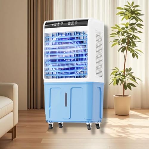 GENERIC Refroidisseur D'air évaporatif Portable 40L Réservoir Plancher Debout Swamp Cooler Ventilateur Avec Télécommande 120 Degrés Oscillation 3 Réglages De Vitesse Fonctionnement Silencieux Pour Le Bureau à