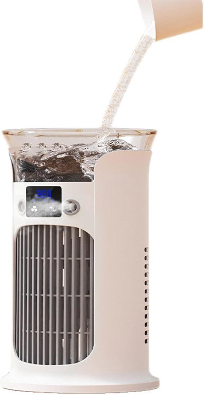 Mini Climatiseur Portable, Rafraîchisseur D'air évaporatif USB, 3 Vitesses, Sans Tuyau D'évacuation, Silencieux, Idéal Pour La Maison, Le Bureau Ou Une Chambre, Réservoir D'eau De 880 Ml (Blanc)