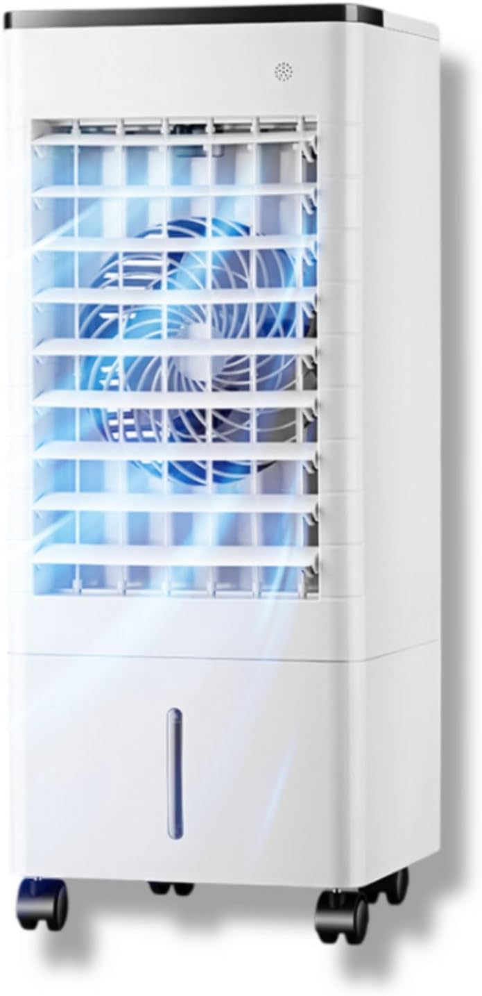 GENERIC Climatiseur Portable, Refroidisseur évaporatif Avec Réservoir D'eau 9L Et 4 Boîtes à Glace, Oscillation à 90 °, Ventilateur De Refroidissement à 3 Vitesses Pour La Maison, Bureau, Garage