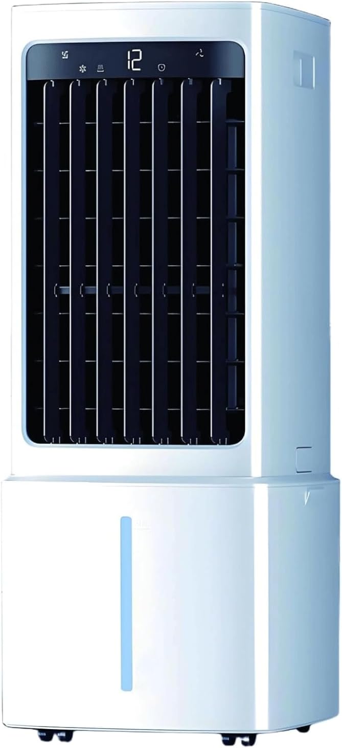 GENERIC Refroidisseur D'air évaporatif De Ventilateur De Climatisation Portable Avec Réservoir D'eau 12L Et 2 Packs De Glace 60W Efficace D'énergie 3 Vitesses 90° Oscillation 35dB Unité De Refroidissement De
