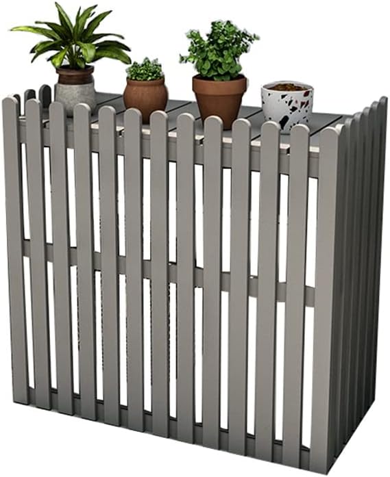 GENERIC Housse De Climatiseur Extérieur – Clôture En Bois Pour Climatiseurs Divisés 105 X 45 X 99 Cm – Gris – Résistante Aux Intempéries – Élégante Et Protection Pour Unités Extérieures