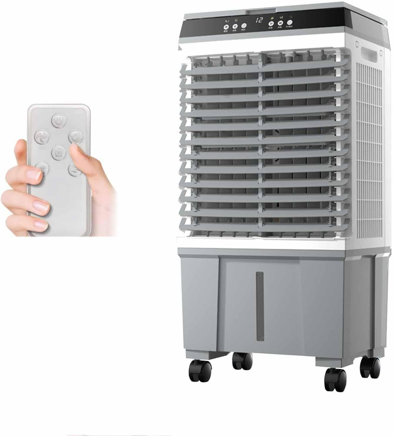 GENERIC Refroidisseur D'air évaporatif Portable, Réservoir D'eau De 40 L, Télécommande, 3 Vitesses, 4 Roues, Minuterie De 12 H, Pour Intérieur De 20 à 30 ㎡, Cour, Garage
