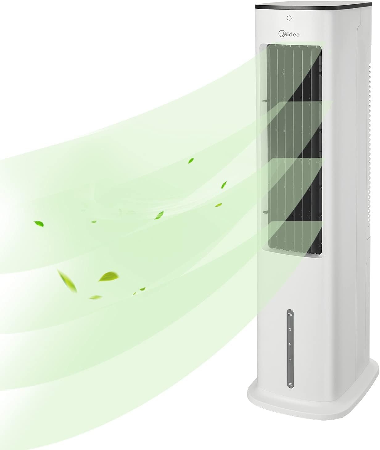  Midea Refroidisseur D'air 4 En 1, Ventilateur Avec Refroidissement à Eau 5L, Humidificateur Et Ionisation, Climatiseur Sans Tuyau D'évacuation, 355m³/h, Avec Télécommande, 55W, Blanc