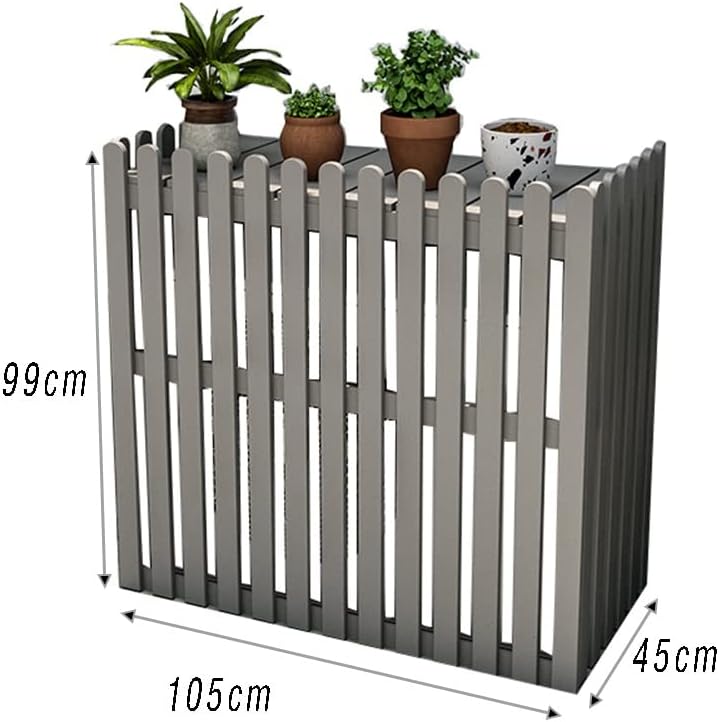 GENERIC Housse De Climatiseur Extérieur – Clôture En Bois Pour Climatiseurs Divisés 105 X 45 X 99 Cm – Gris – Résistante Aux Intempéries – Élégante Et Protection Pour Unités Extérieures