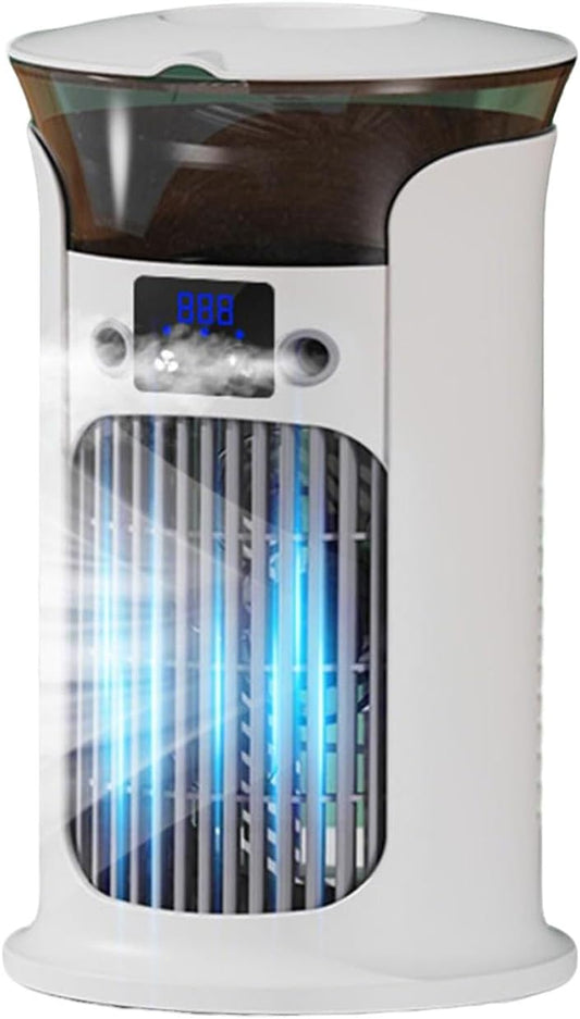  Mini Climatiseur Portable, Rafraîchisseur D'air évaporatif USB, 3 Vitesses, Sans Tuyau D'évacuation, Silencieux, Idéal Pour La Maison, Le Bureau Ou Une Chambre, Réservoir D'eau De 880 Ml (Blanc)