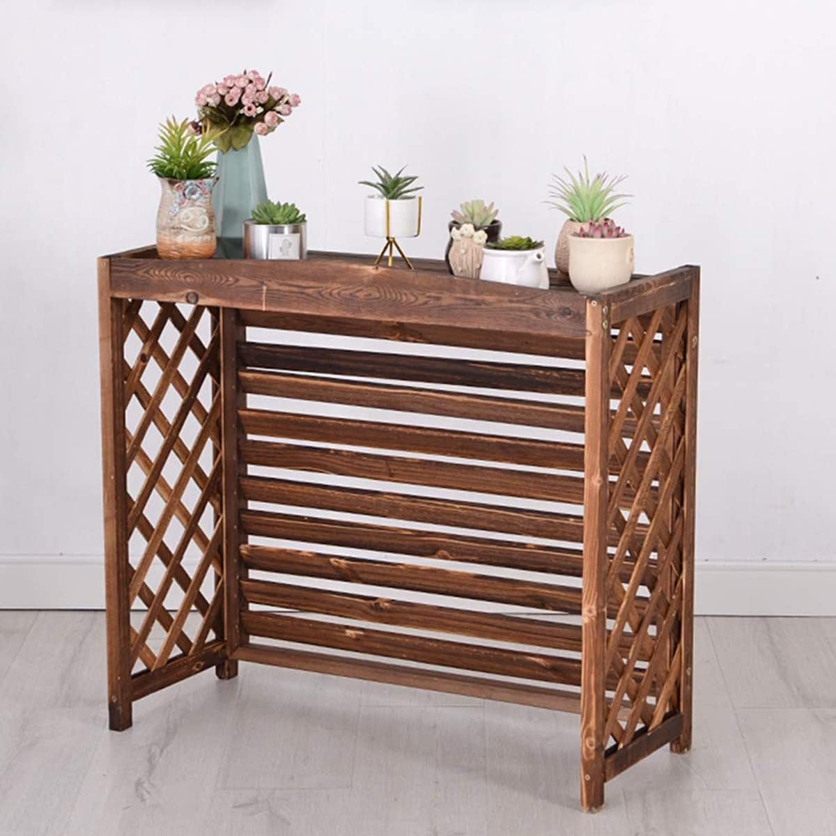  Clôture De Climatiseur D'extérieur, Housse De Climatiseur En Bois Massif Pour Pompes à Chaleur, Support Décoratif Pour Climatiseur, Support De Fleurs En Bois