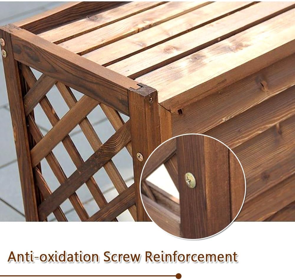  Housse De Protection En Bois Pour Climatiseur Extérieur, Support Anti-corrosion En Bois Massif Pour Fleurs, Jardin Et Balcon (taille : 120 X L)