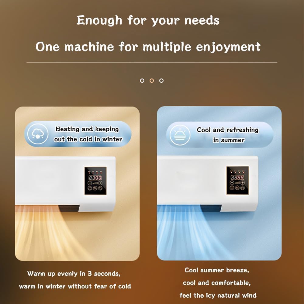  Climatisation Murale Portable 2000W Avec Télécommande Et Minuterie.Réfrigérateur Et Chauffage Efficaces Pour La Maison, Le Bureau, La Chambre à Coucher. Fonctionnement Silencieux, Contrôle Intelligent