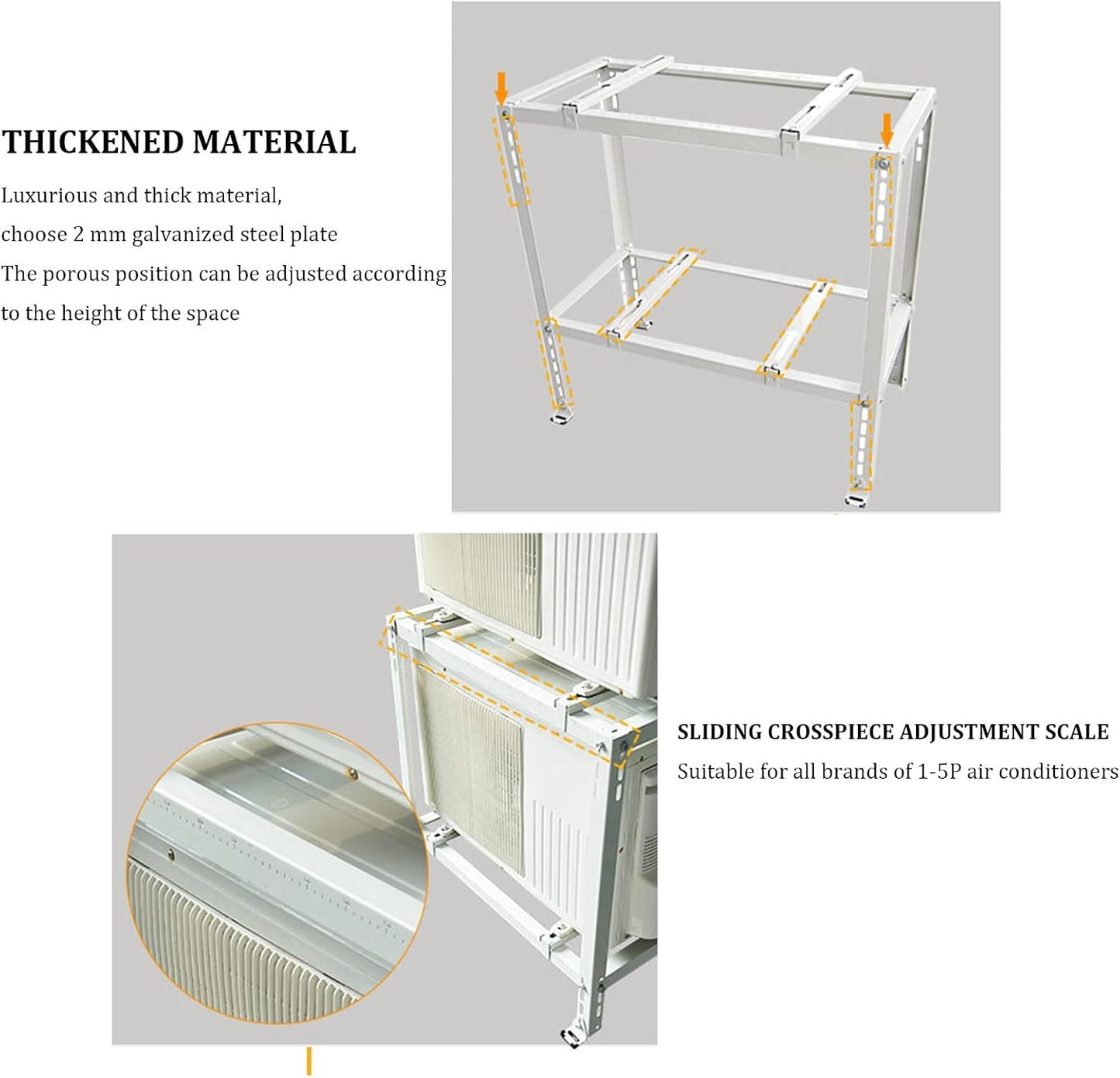  Support Robuste à Double Niveau Pour Climatiseurs Mini Divisés, Base De Pompe à Chaleur Extérieure, Support De Sol Absorbant Les Chocs Pour Une Stabilité Et Une Performance Améliorées