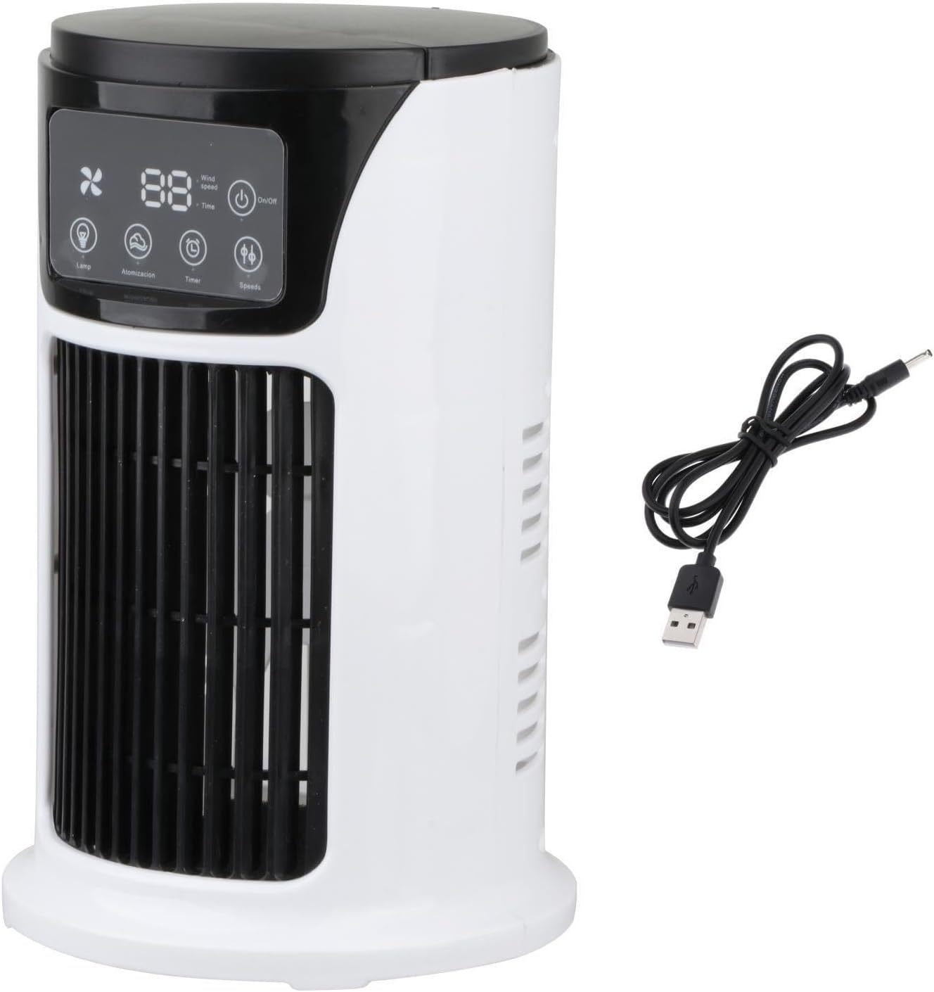  F Fityle Climatiseur Portable 6 Vitesses Avec Humidificateur, Ventilateur USB Silencieux, Ventilateur Personnel Table, Minuterie 6H, Mini Refroidisseur Évaporatif Pour Maison Et Bureau