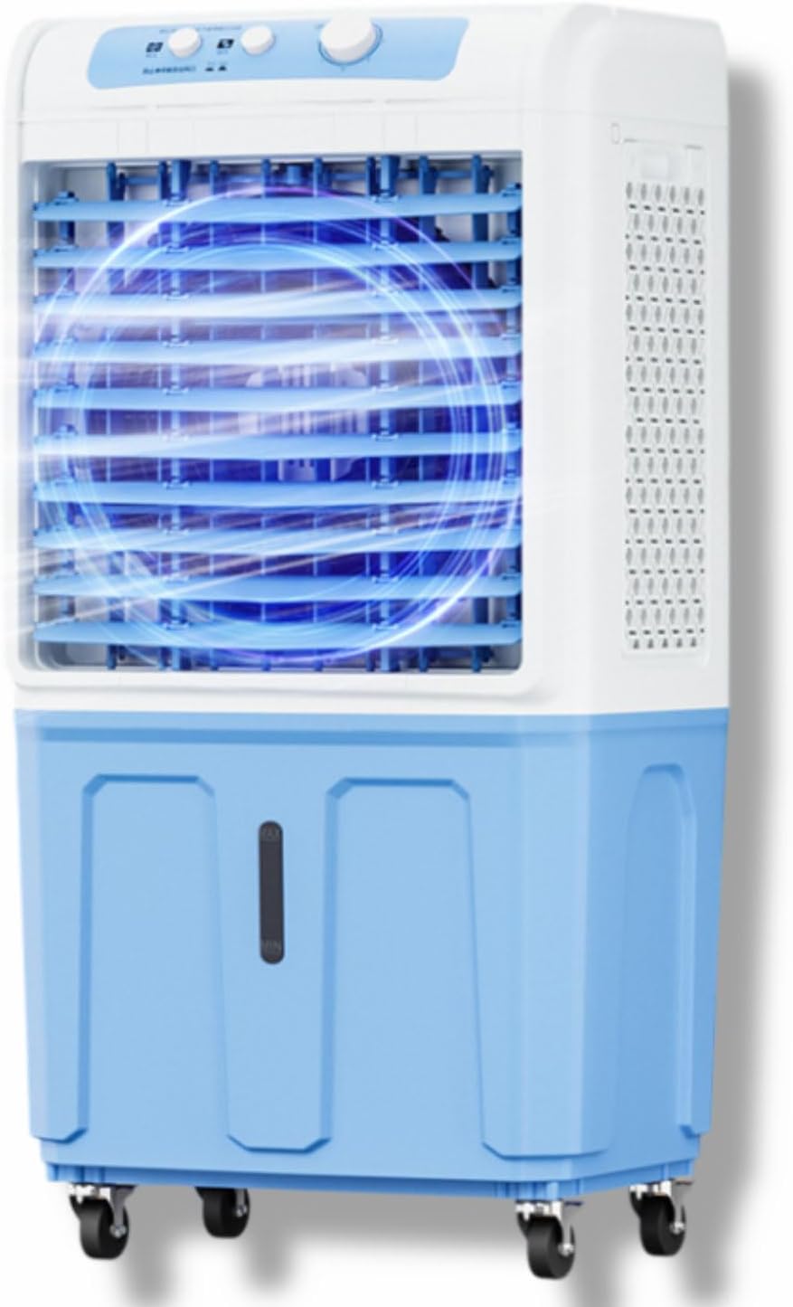  Climatiseur Portable Avec Réservoir D'eau De 40 L, Refroidisseur D'air Avec Blocs Réfrigérants, Ventilateur à Refroidissement Par évaporation, Oscillation à 120°, 36 DB,
