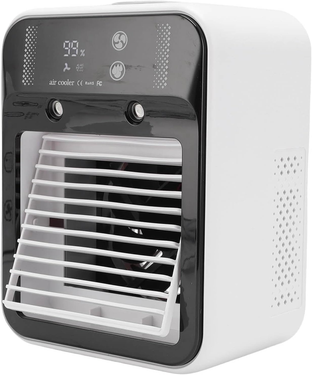 GENERIC Refroidisseur D'air Portable, 3000 MAh Rechargeable Par USB, Mini Climatiseur Avec Brume Et Affichage Numérique, Faible Bruit Pour Le Sommeil Au Bureau, 2 Modes D'humidification/vent Normal
