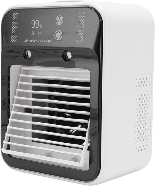 GENERIC Refroidisseur D'air Portable, 3000 MAh Rechargeable Par USB, Mini Climatiseur Avec Brume Et Affichage Numérique, Faible Bruit Pour Le Sommeil Au Bureau, 2 Modes D'humidification/vent Normal