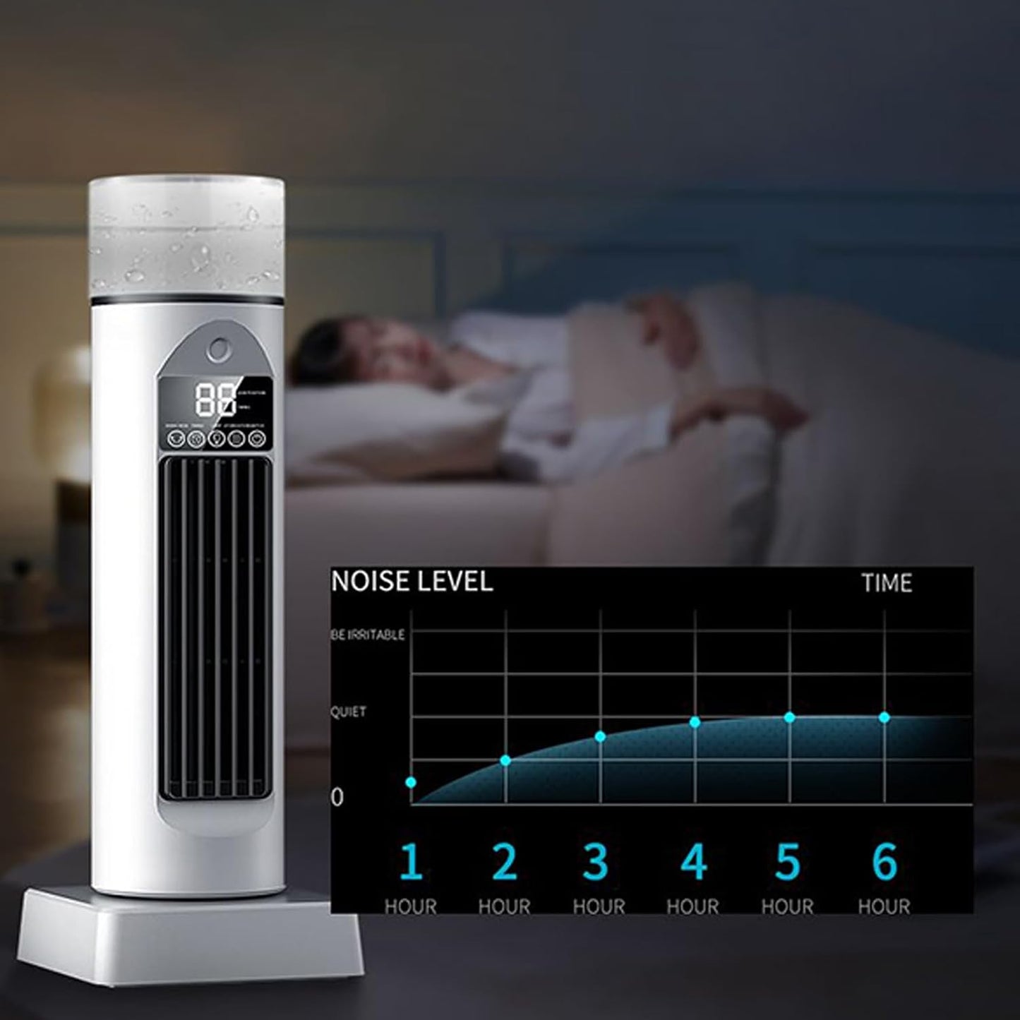 GENERIC Ventilateur AC Portable | Climatiseur à Air Frais | 6 Vitesses Oscillantes Sans Pales Avec Télécommande Et Réservoir D'eau, Humidificateur Pour La Maison, Le Bureau, Le Garage Intérieur
