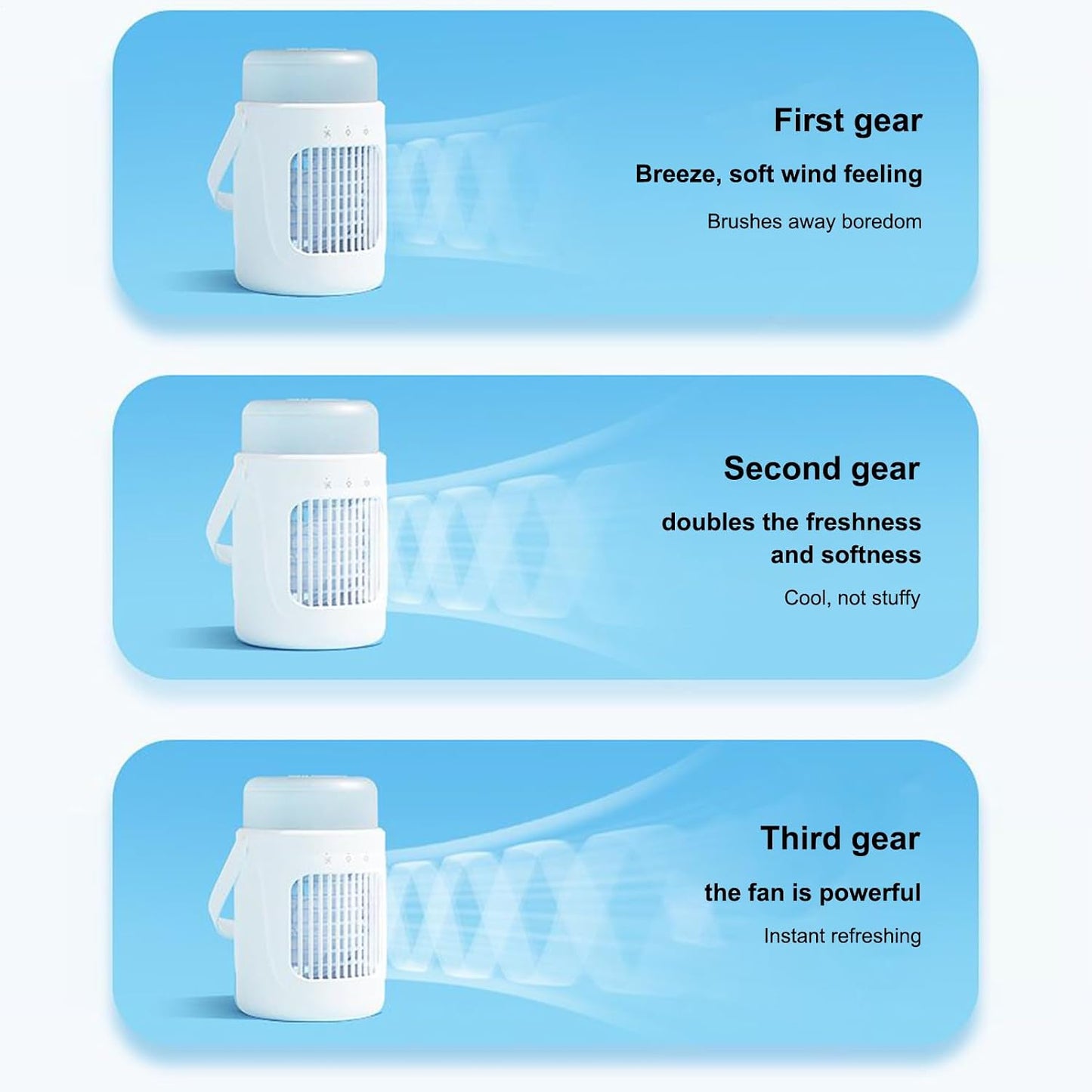  Rafraîchisseur D'air | Ventilateur Rafraîchissant Pour Lit Et Chambre - Ventilateur Humidificateur Rechargeable Avec Réservoir 0.6L Pour Bureau Chambre Tente Pique-nique Maison