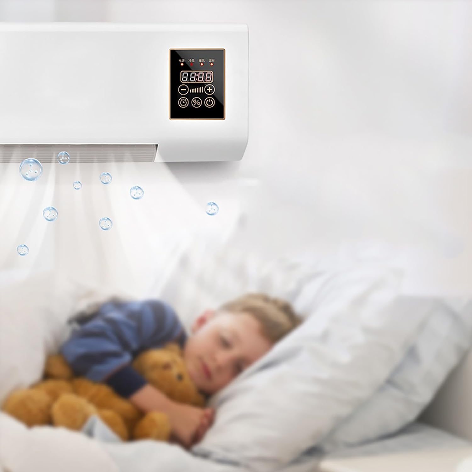  Climatisation Murale Portable 2000W Avec Télécommande Et Minuterie.Réfrigérateur Et Chauffage Efficaces Pour La Maison, Le Bureau, La Chambre à Coucher. Fonctionnement Silencieux, Contrôle Intelligent