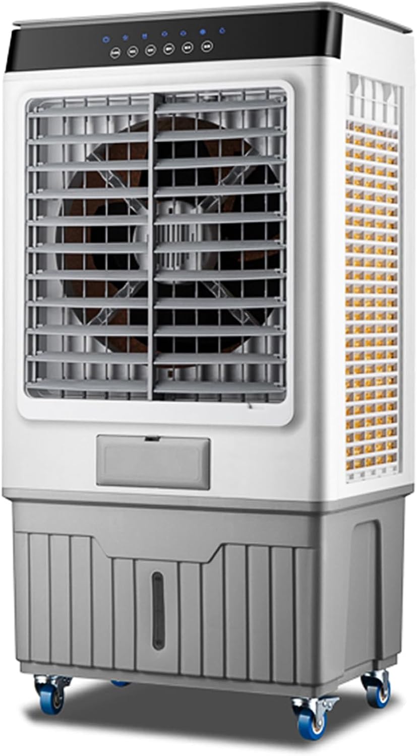  Refroidisseur D'air Par évaporation - Réservoir D'eau De 60 Litres, Climatiseur Portable Avec Minuterie De 12 Heures, 4 Blocs De Glace, Oscillation 120°/60° Pour Garage Et Usage Commercial