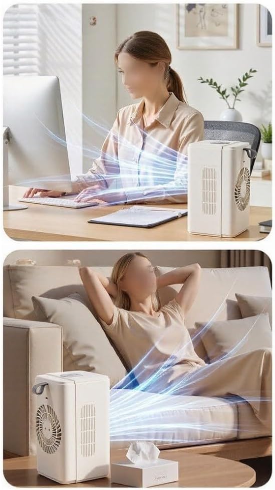  Refroidisseur Par évaporation Portable Avec Minuterie Intelligente, Ventilateur De Bureau Double De 500 Ml, Rechargeable 3000 MAh Pour La Maison, Le Fitness, La Salle De Sport