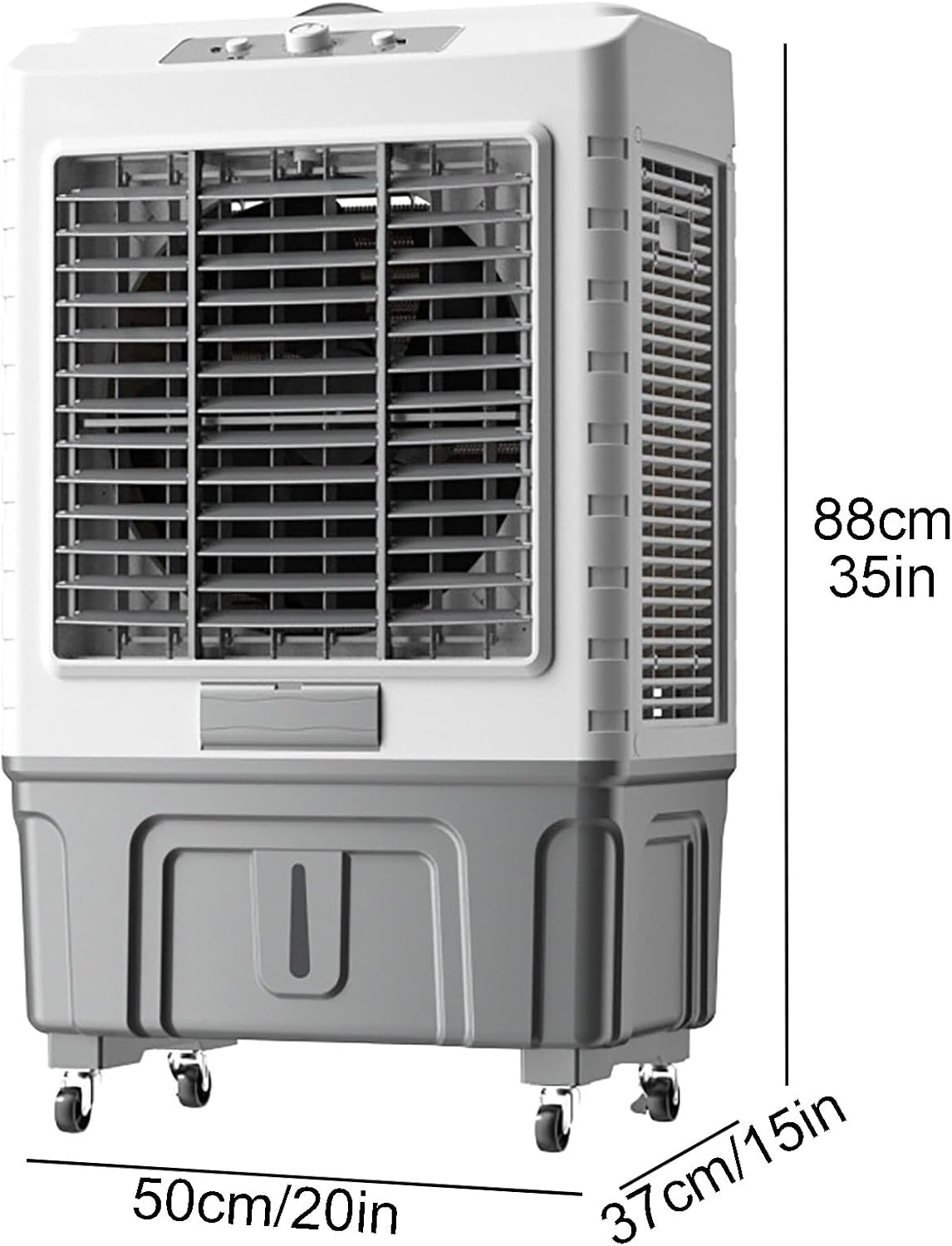 GENERIC Refroidisseur D'évaporation Portable 55L Réservoir 3 Vitesses Ventilateur Oscillant Rideau De Glace Humidifier Purificateur D'air Pour Le Bureau à Domicile Salon Garage 160W Dispositif De Refroidissem