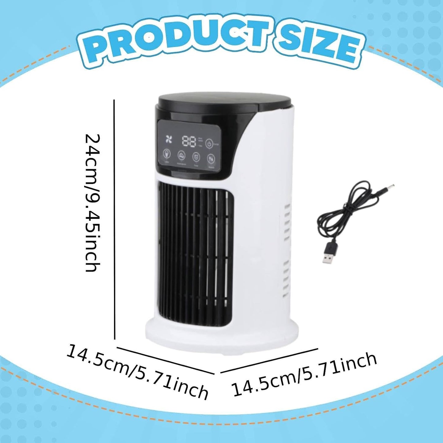  F Fityle Climatiseur Portable 6 Vitesses Avec Humidificateur, Ventilateur USB Silencieux, Ventilateur Personnel Table, Minuterie 6H, Mini Refroidisseur Évaporatif Pour Maison Et Bureau