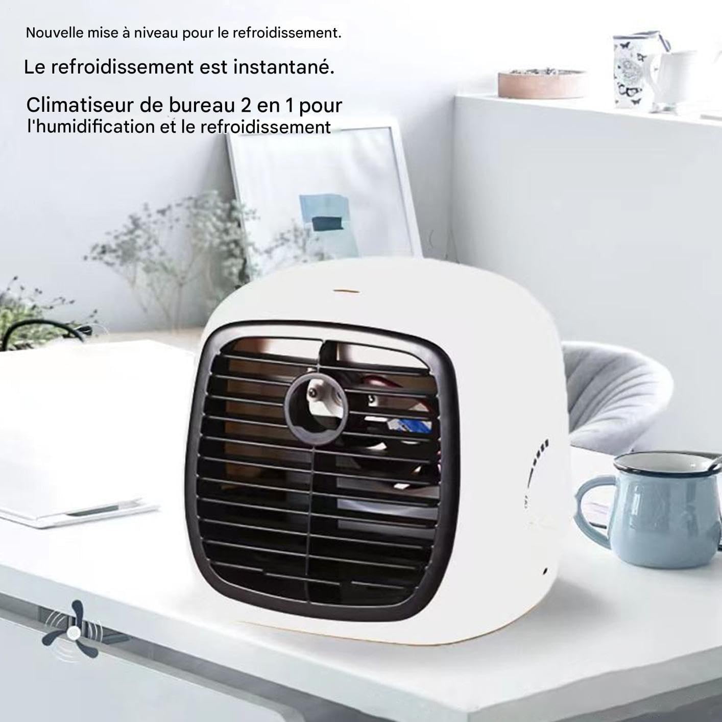  Climatiseur Portable | Rafraîchisseur Humidificateur Pour Chambre,Appareil Multifonctionnel USB Pour Tente Bureau Jardin Plage Salle De Sport Extérieur Et Voyage