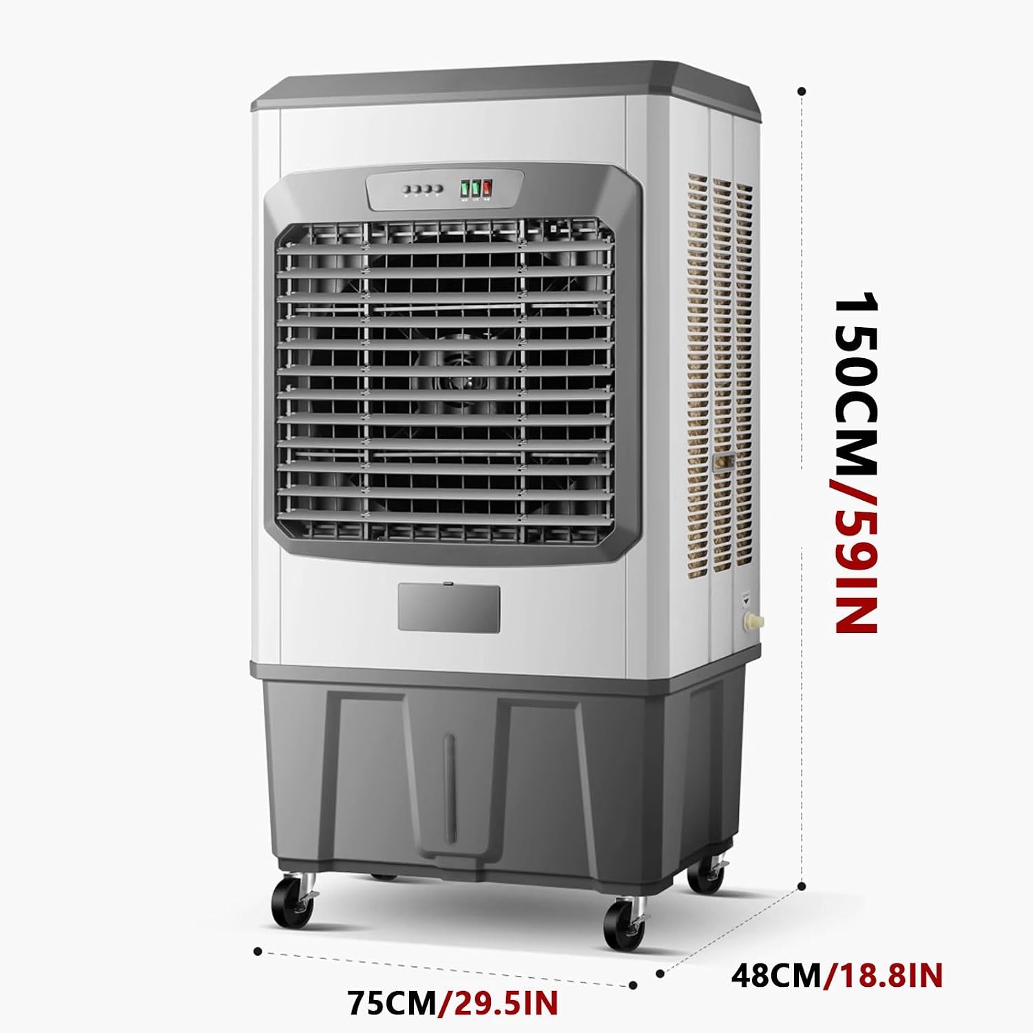GENERIC Climatiseur Mobile 3 Vitesses Refroidisseur D'air Avec 6 Blocs Réfrigérants Et Un Tuyau De Raccordement D'eau 150 L Grand Réservoir D'eau 220 V