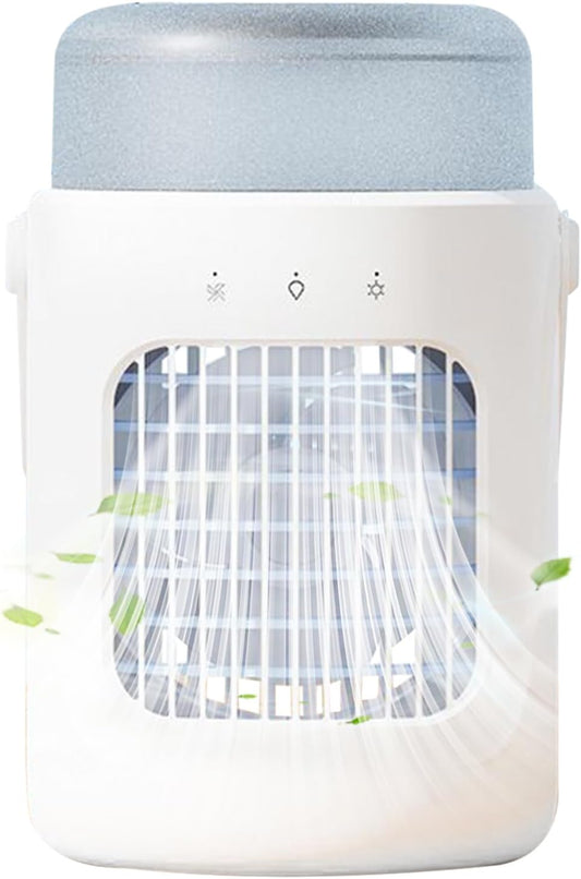  Rafraîchisseur D'air | Ventilateur Rafraîchissant Pour Lit Et Chambre - Ventilateur Humidificateur Rechargeable Avec Réservoir 0.6L Pour Bureau Chambre Tente Pique-nique Maison