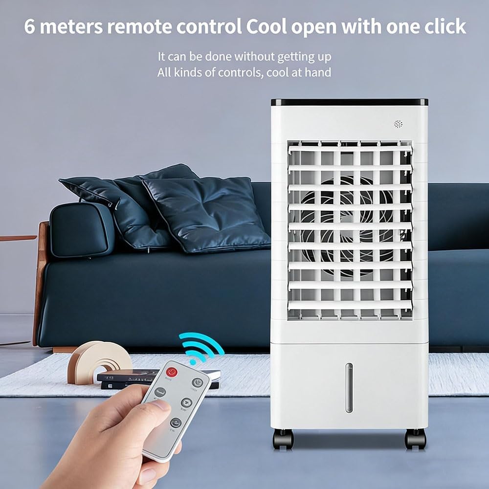 GENERIC Refroidisseur D'air Portable Pour Climatiseur, Refroidisseur D'air Par évaporation De 9 L Avec Télécommande, Ventilateur 4 En 1, 3 Vitesses, écran LED, 4 Blocs De Glace, Minuterie De 7,5 H