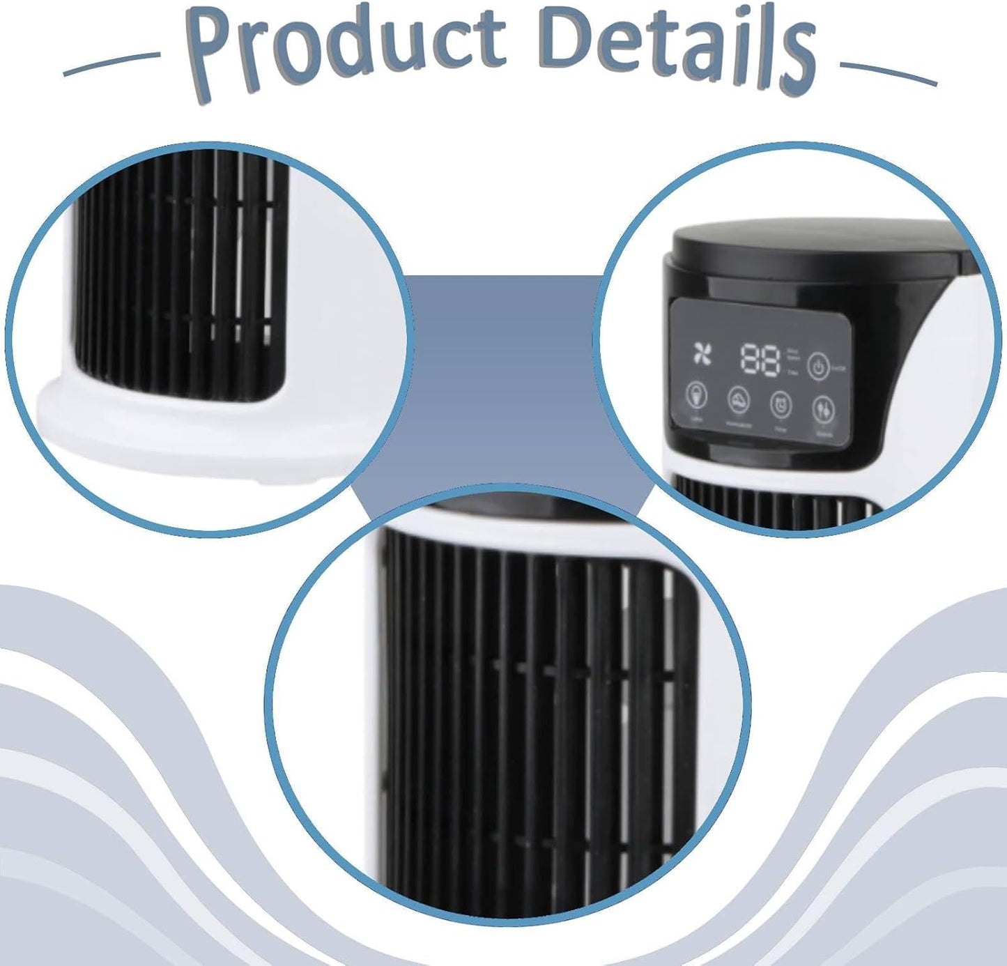  F Fityle Climatiseur Portable 6 Vitesses Avec Humidificateur, Ventilateur USB Silencieux, Ventilateur Personnel Table, Minuterie 6H, Mini Refroidisseur Évaporatif Pour Maison Et Bureau