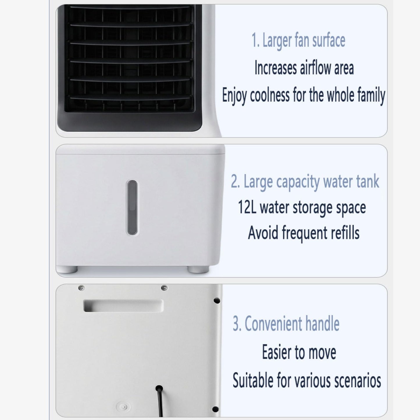 GENERIC Climatiseur Portable Avec Oscillation à 60°, Refroidisseur Par évaporation Sans Conduit, Refroidisseur Silencieux Pour Intérieur/extérieur, Ventilateur De Refroidissement Pour Chambre à Coucher Et
