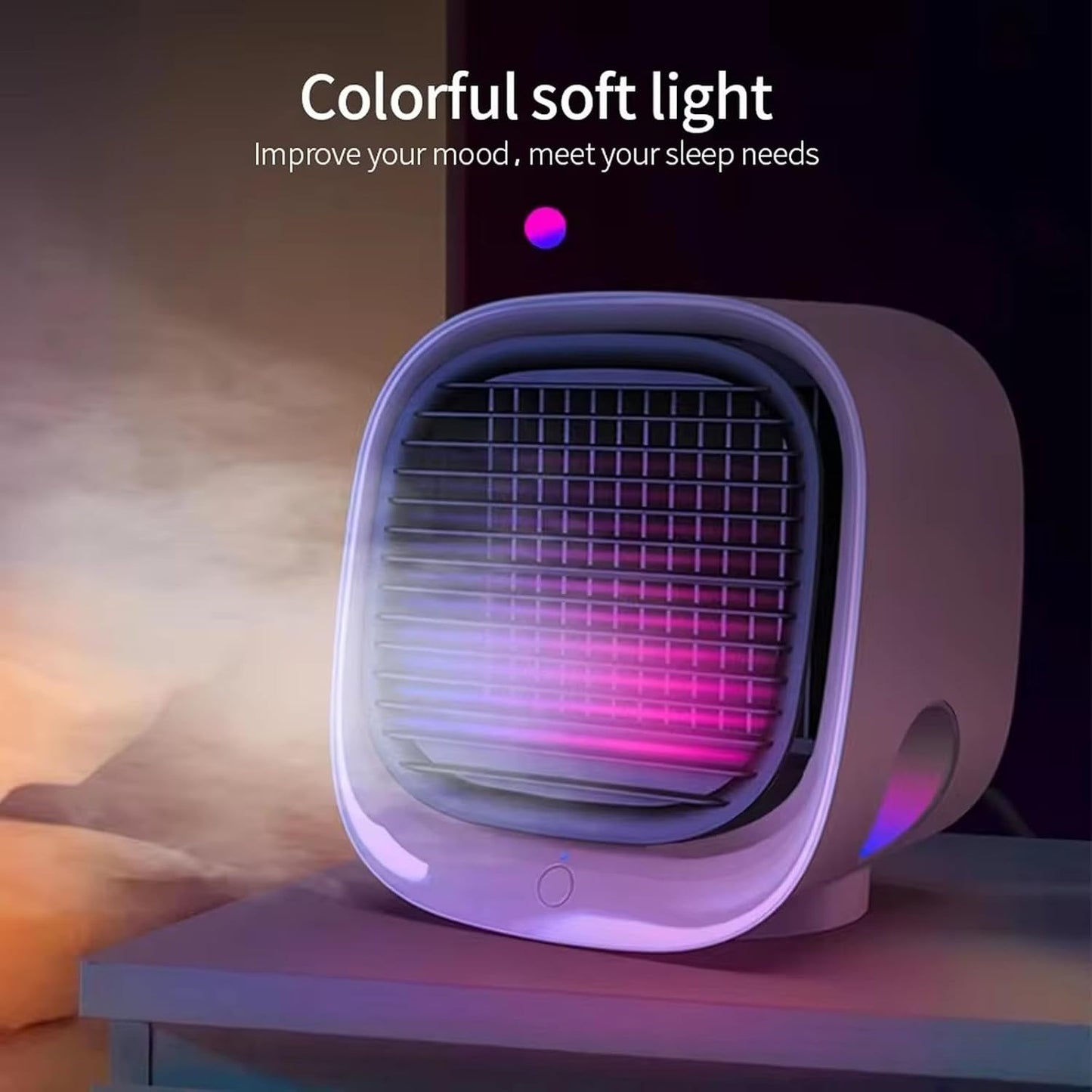  LilCooler Portable AC, Climatiseur Mobile Portable, Mini Refroidisseur D'air, Mini Air Climatiseur Ventilateur Avec 3 Vitesses Réglable Pour Chambre à Coucher, Bureau (Blanc)