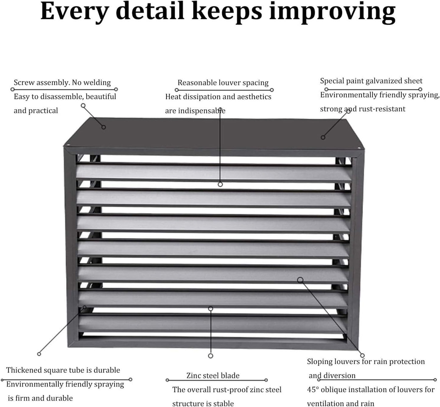 GENERIC Housse En Aluminium De Qualité Supérieure Pour Climatiseur – Protection De L'unité De Climatisation Extérieure – Clôture D'intimité Et Boîtier De Poubelle – Housse De Condensateur Résistante Aux