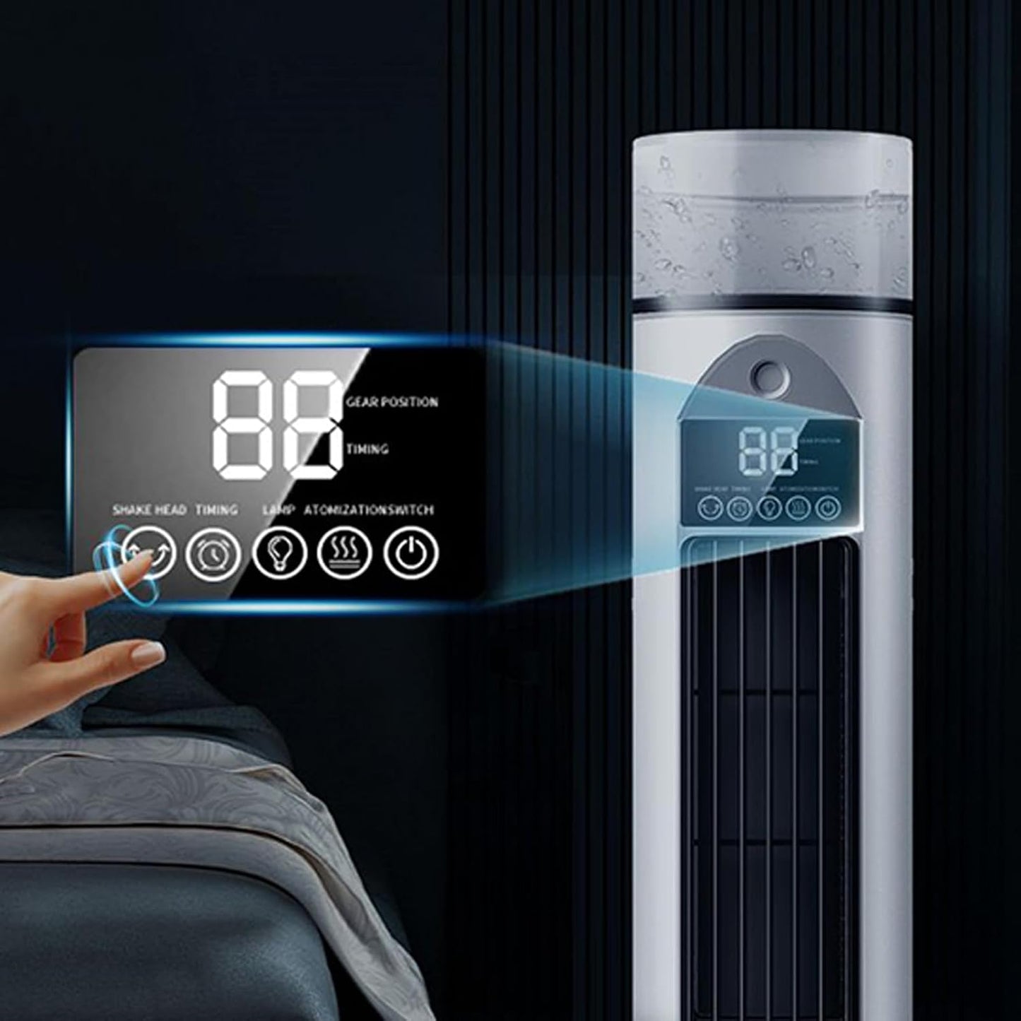 GENERIC Ventilateur AC Portable | Climatiseur à Air Frais | 6 Vitesses Oscillantes Sans Pales Avec Télécommande Et Réservoir D'eau, Humidificateur Pour La Maison, Le Bureau, Le Garage Intérieur