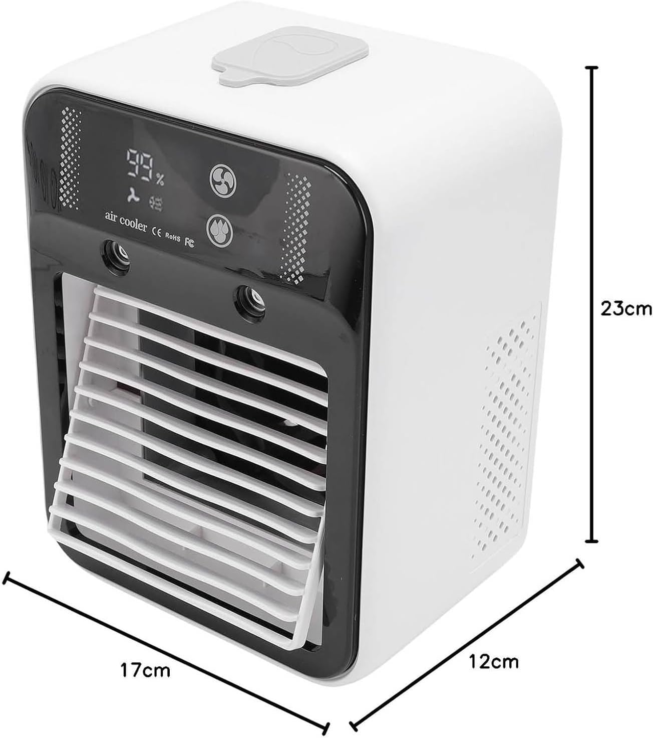 GENERIC Refroidisseur D'air Portable, 3000 MAh Rechargeable Par USB, Mini Climatiseur Avec Brume Et Affichage Numérique, Faible Bruit Pour Le Sommeil Au Bureau, 2 Modes D'humidification/vent Normal