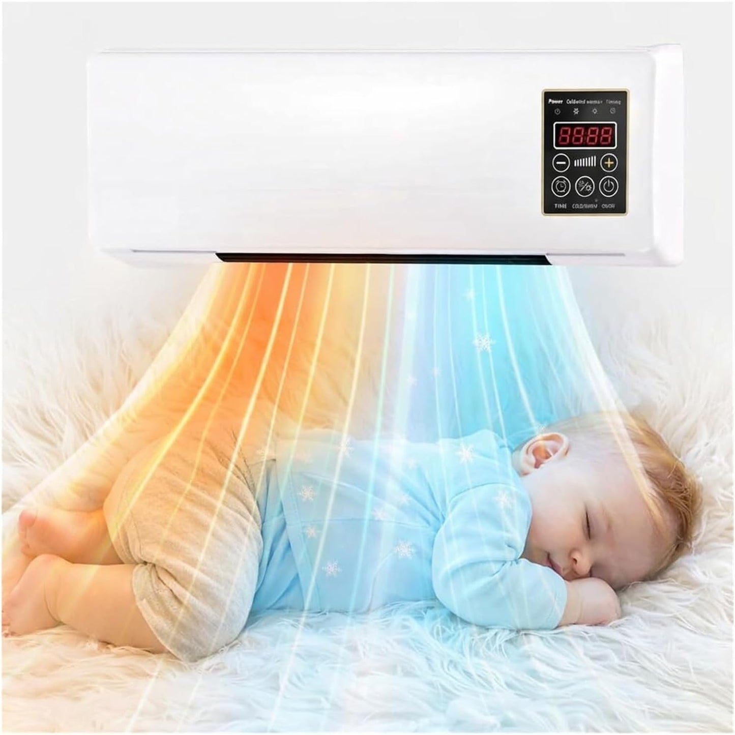  Air Conditionérateur Mur Et Table, Chauffage Refroidissement 60W, Calme <45dB, Télécommande, Compact Pour Chambre De Bureau, Efficacité énergétique, Flux D'air Chaud Et Froid, Facile à Installer