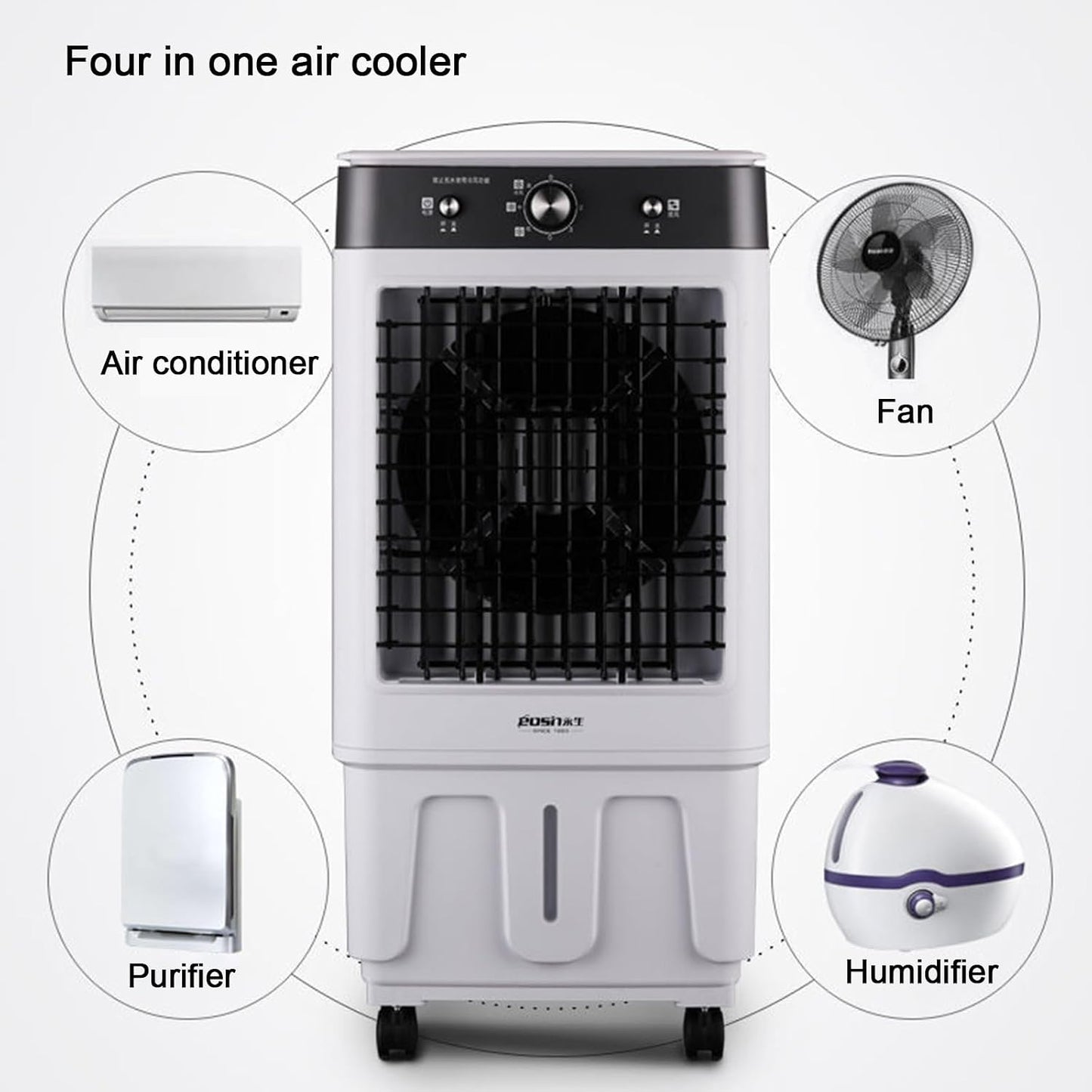  Refroidisseur D'air Par évaporation 6600 CFM Avec Réservoir D'eau De 12 Gallons, Télécommande, Minuterie De 12 Heures, 4 Compartiments à Glace, 3 Vitesses De Ventilation Pour Une Utilisation Intérie