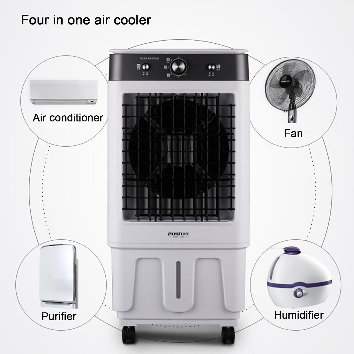  Refroidisseur D'air Par évaporation 6600 CFM Avec Réservoir D'eau De 12 Gallons, Télécommande, Minuterie De 12 Heures, 4 Compartiments à Glace, 3 Vitesses De Ventilation Pour Une Utilisation Intérie
